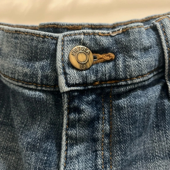 Pistola Women’s Cut Off Shorts Sz 31 Blue Denim High Rise Stretch Light Washed - Picture 2 of 4